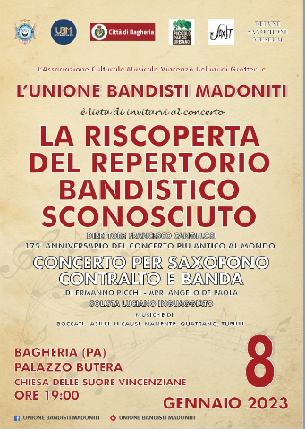 "La riscoperta del repertorio bandistico sconosciuto". Concerto a palazzo Butera domenica 8 gennaio 2023.