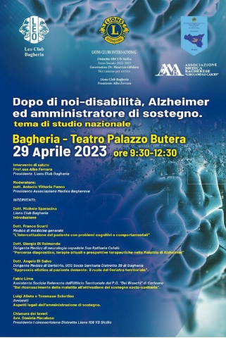 Convegno sul tema disabilità e alzheimer sabato 29 aprile al teatro Butera.