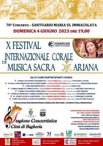 Stagione concertistica Città di Bagheria: X Festival internazionale corale di Musica Sacra a Bagheria.