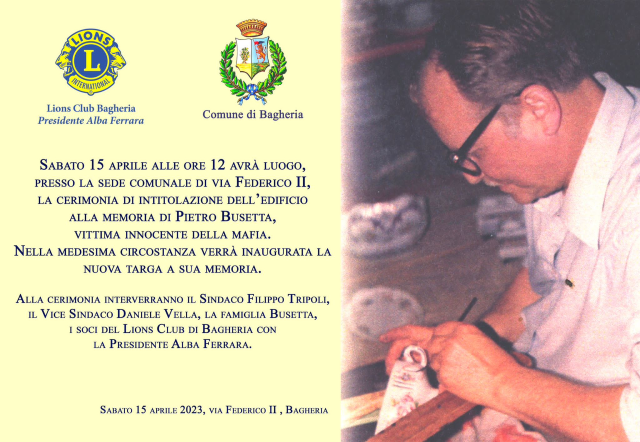 Giornata di commemorazione dedicata a Pietro Busetta vittima di mafia presso la sede comunale di via Federico II.
