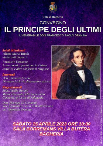 Convegno: “Il principe degli ultimi. Il Venerabile don Francesco Paolo Gravina“ a villa Butera.