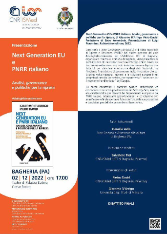 Bagheria città che legge: Presentazione del libro “ Next generation EU e PNRR italiano. Analisi, governance e  politiche per la ripresa ”, venerdì 2 dicembre  ore 17:30.